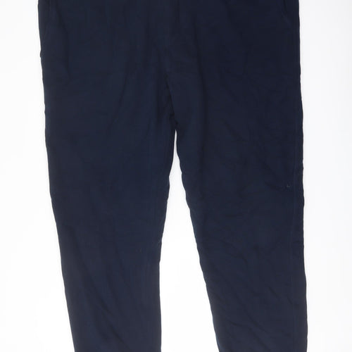Marks and Spencer Mens Blue Cotton Trousers Size 3XL L29 in Regular Drawstring