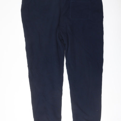 Marks and Spencer Mens Blue Cotton Trousers Size 3XL L29 in Regular Drawstring