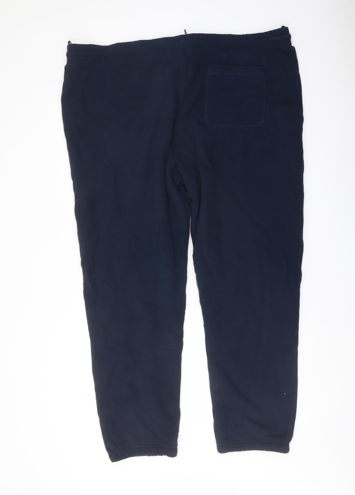 Marks and Spencer Mens Blue Cotton Trousers Size 3XL L29 in Regular Drawstring