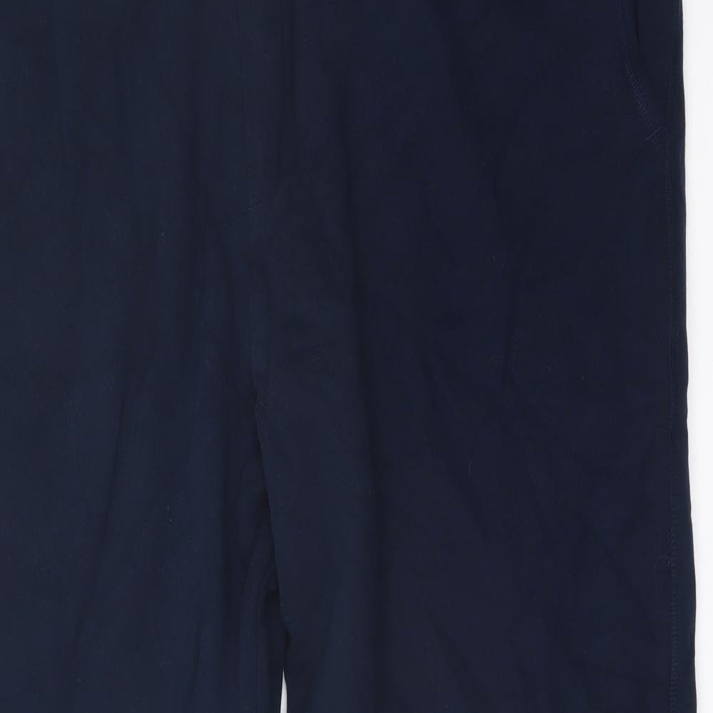 Marks and Spencer Mens Blue Cotton Trousers Size 3XL L29 in Regular Drawstring