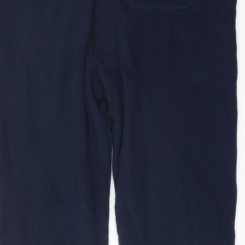 Marks and Spencer Mens Blue Cotton Trousers Size 3XL L29 in Regular Drawstring