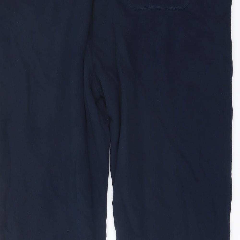 Marks and Spencer Mens Blue Cotton Trousers Size 3XL L29 in Regular Drawstring