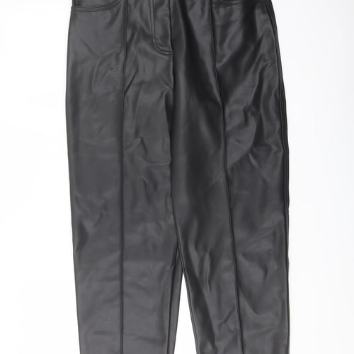 Marks and Spencer Womens Black Polyester Trousers Size 10 L24 in Regular Button