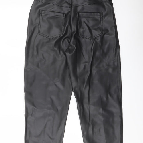 Marks and Spencer Womens Black Polyester Trousers Size 10 L24 in Regular Button