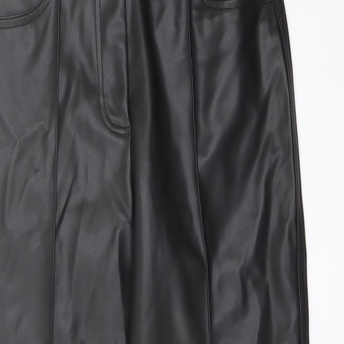 Marks and Spencer Womens Black Polyester Trousers Size 10 L24 in Regular Button