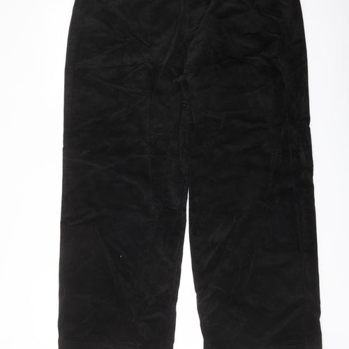 Marks and Spencer Womens Black Cotton Trousers Size 20 L29 in Regular Button