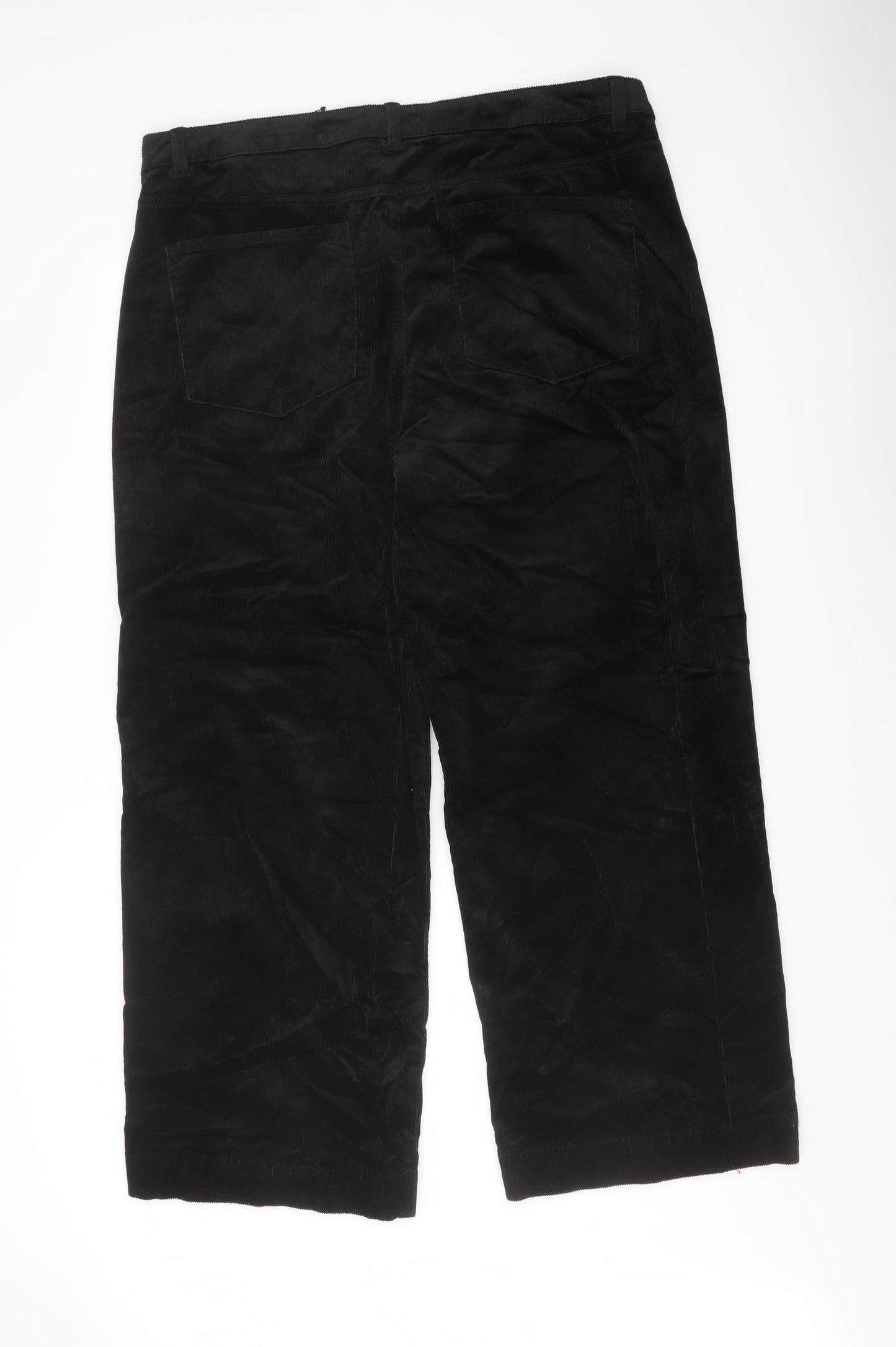 Marks and Spencer Womens Black Cotton Trousers Size 20 L29 in Regular Button