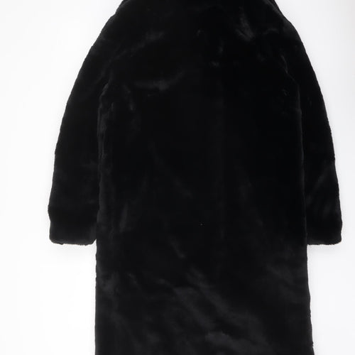Marks and Spencer Womens Black Overcoat Coat Size 10 Snap