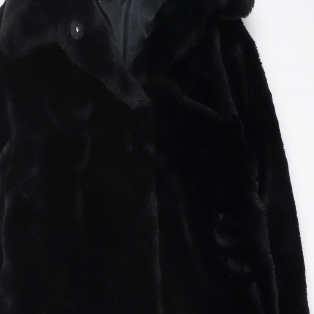 Marks and Spencer Womens Black Overcoat Coat Size 10 Snap