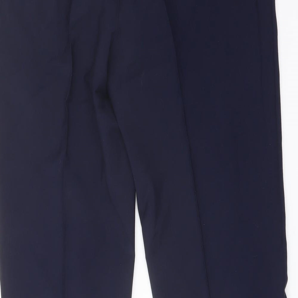 Marks and Spencer Mens Blue Wool Trousers Size 34 in L28 in Slim Buckle