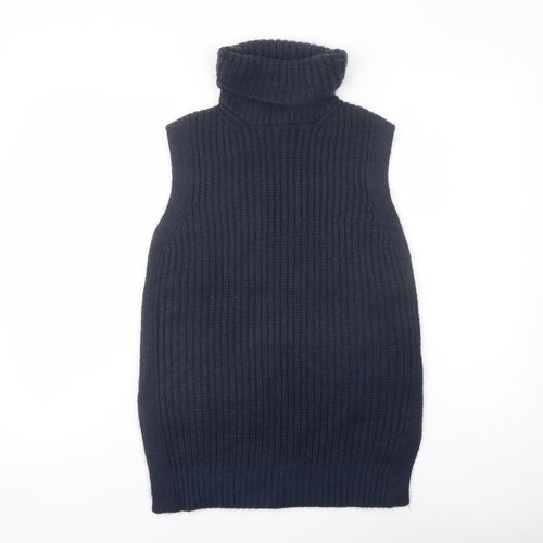 Marks and Spencer Womens Blue Roll Neck Polyester Vest Jumper Size XS