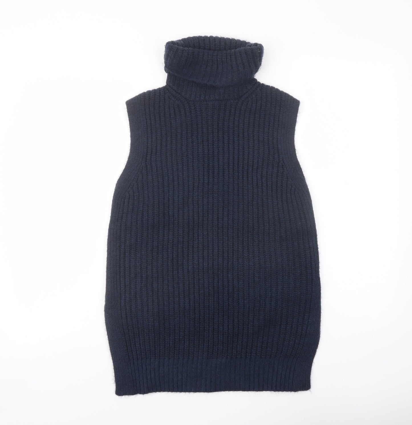 Marks and Spencer Womens Blue Roll Neck Polyester Vest Jumper Size XS