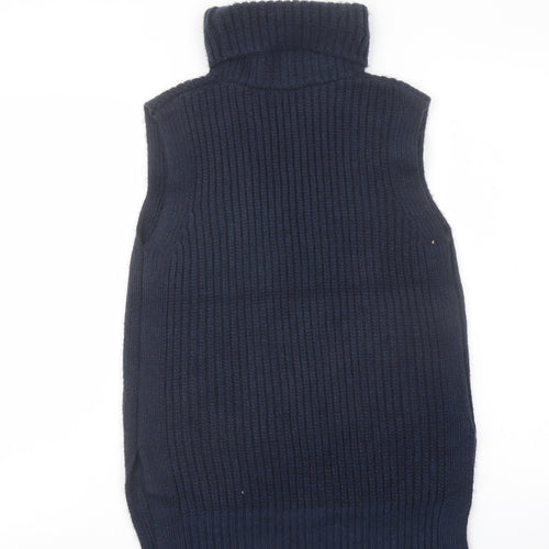Marks and Spencer Womens Blue Roll Neck Polyester Vest Jumper Size XS