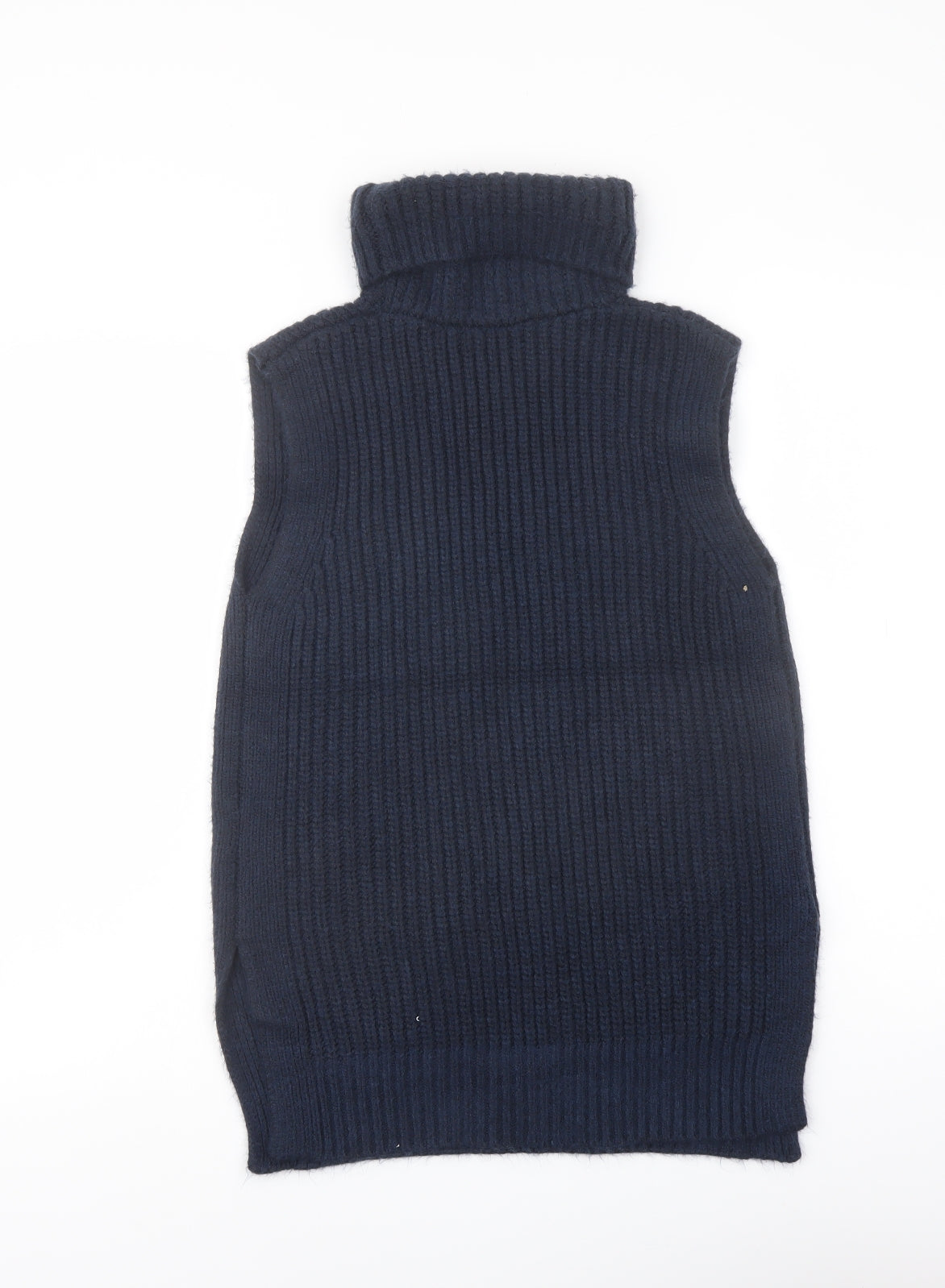 Marks and Spencer Womens Blue Roll Neck Polyester Vest Jumper Size XS