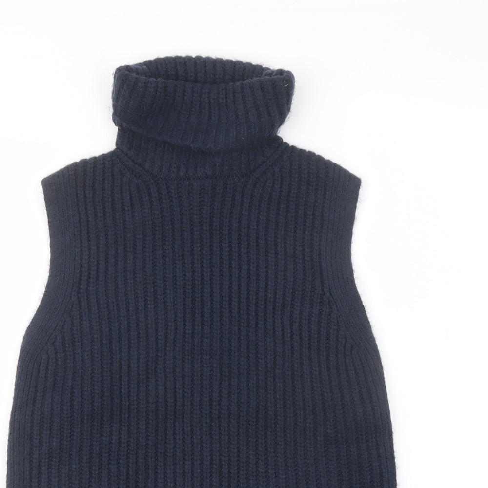 Marks and Spencer Womens Blue Roll Neck Polyester Vest Jumper Size XS