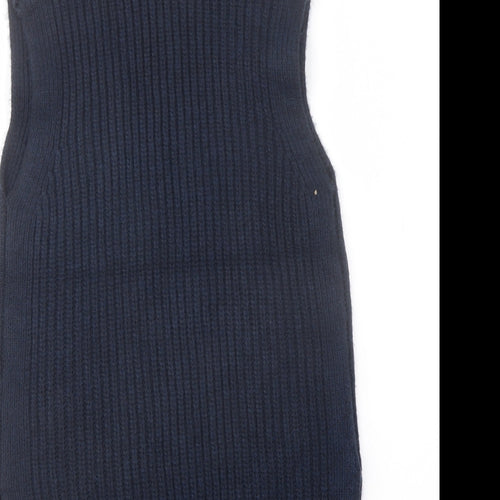 Marks and Spencer Womens Blue Roll Neck Polyester Vest Jumper Size XS