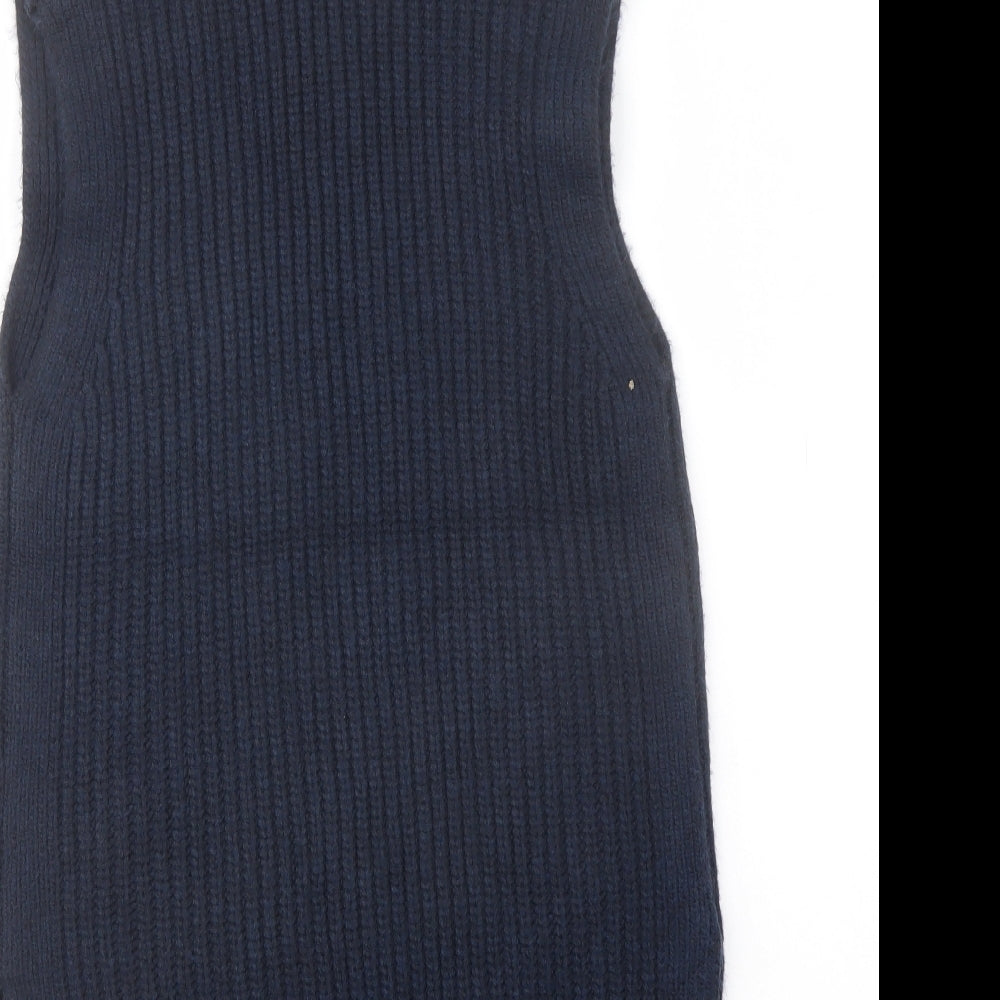 Marks and Spencer Womens Blue Roll Neck Polyester Vest Jumper Size XS