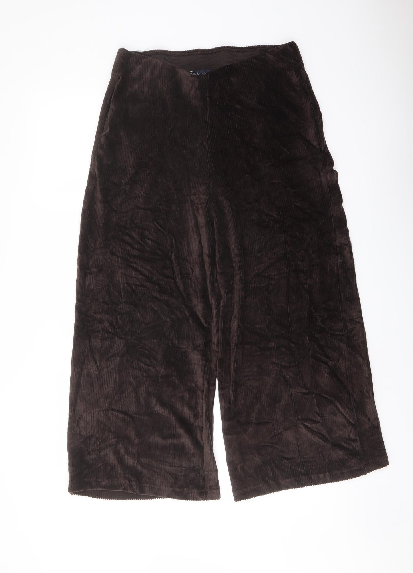 Marks and Spencer Womens Brown Cotton Trousers Size 12 L24 in Regular