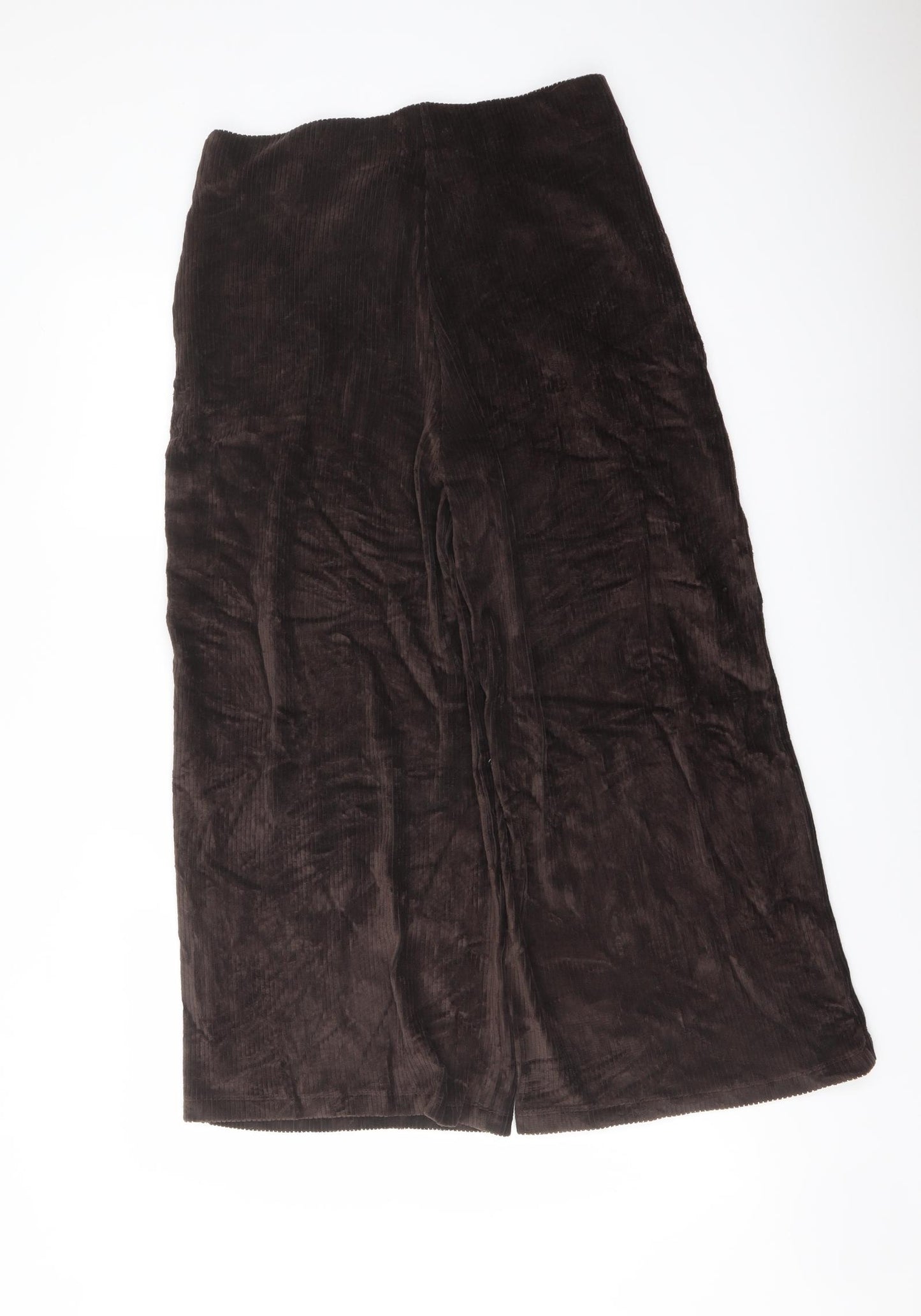 Marks and Spencer Womens Brown Cotton Trousers Size 12 L24 in Regular