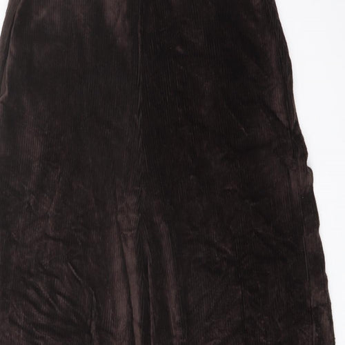 Marks and Spencer Womens Brown Cotton Trousers Size 12 L24 in Regular