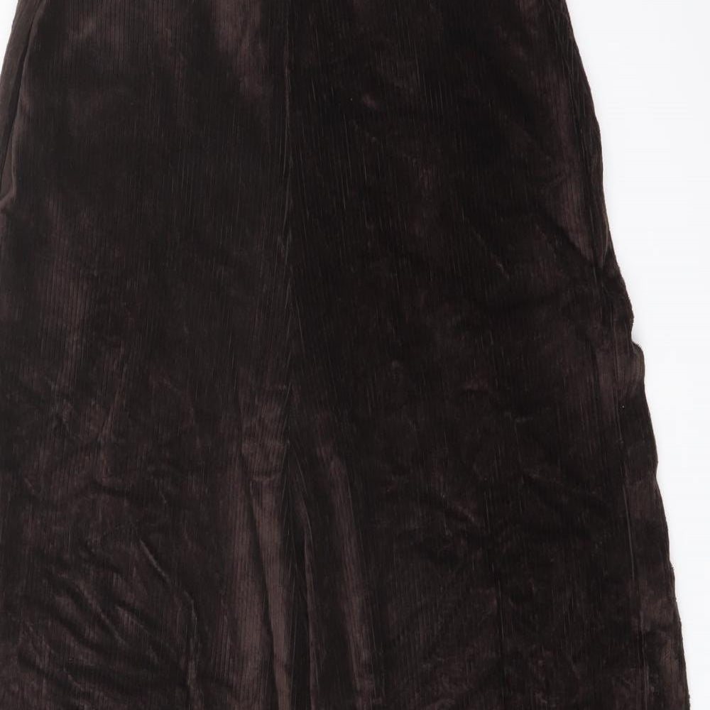 Marks and Spencer Womens Brown Cotton Trousers Size 12 L24 in Regular