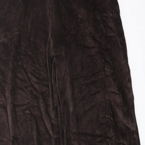 Marks and Spencer Womens Brown Cotton Trousers Size 12 L24 in Regular