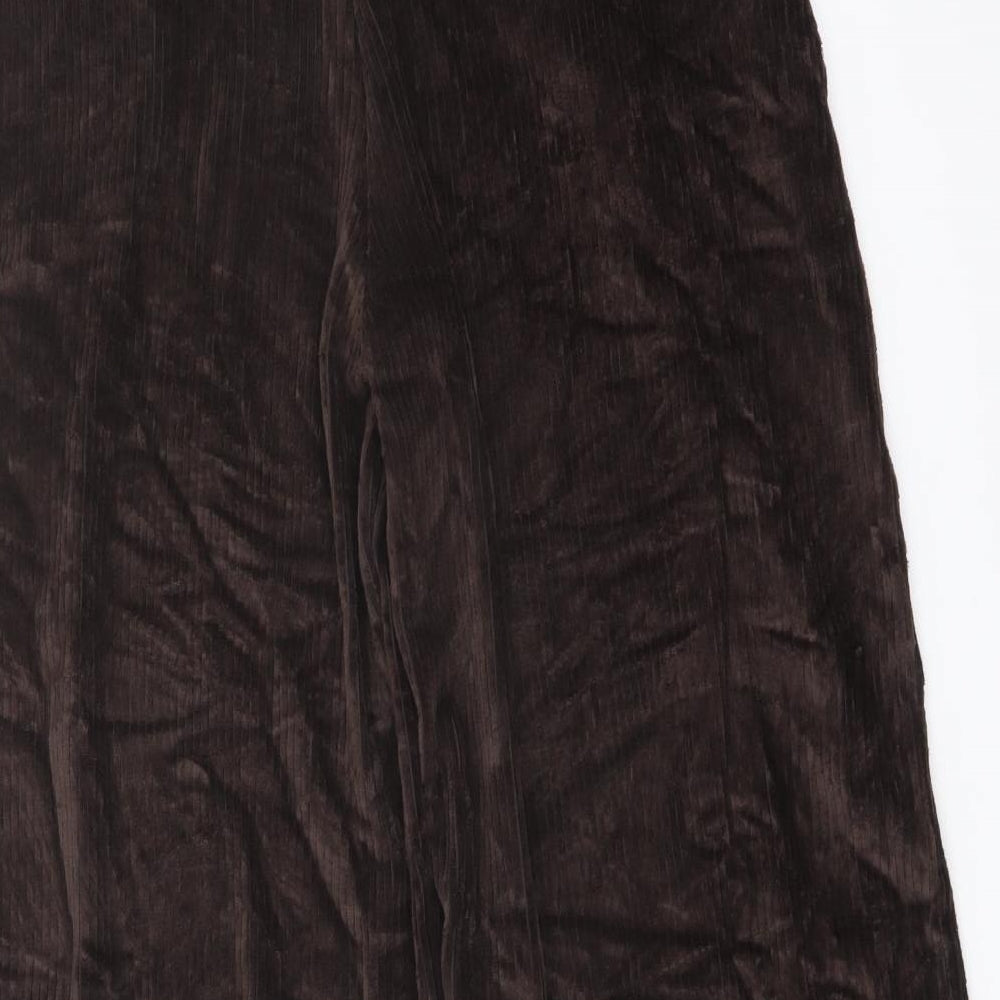 Marks and Spencer Womens Brown Cotton Trousers Size 12 L24 in Regular
