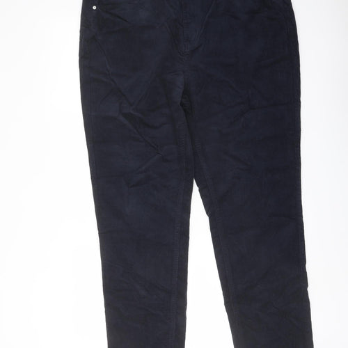 Marks and Spencer Womens Blue Cotton Trousers Size 20 L29 in Regular Button
