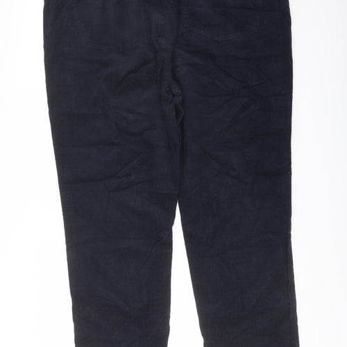 Marks and Spencer Womens Blue Cotton Trousers Size 20 L29 in Regular Button
