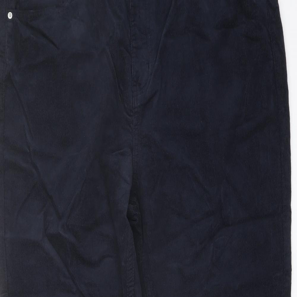 Marks and Spencer Womens Blue Cotton Trousers Size 20 L29 in Regular Button