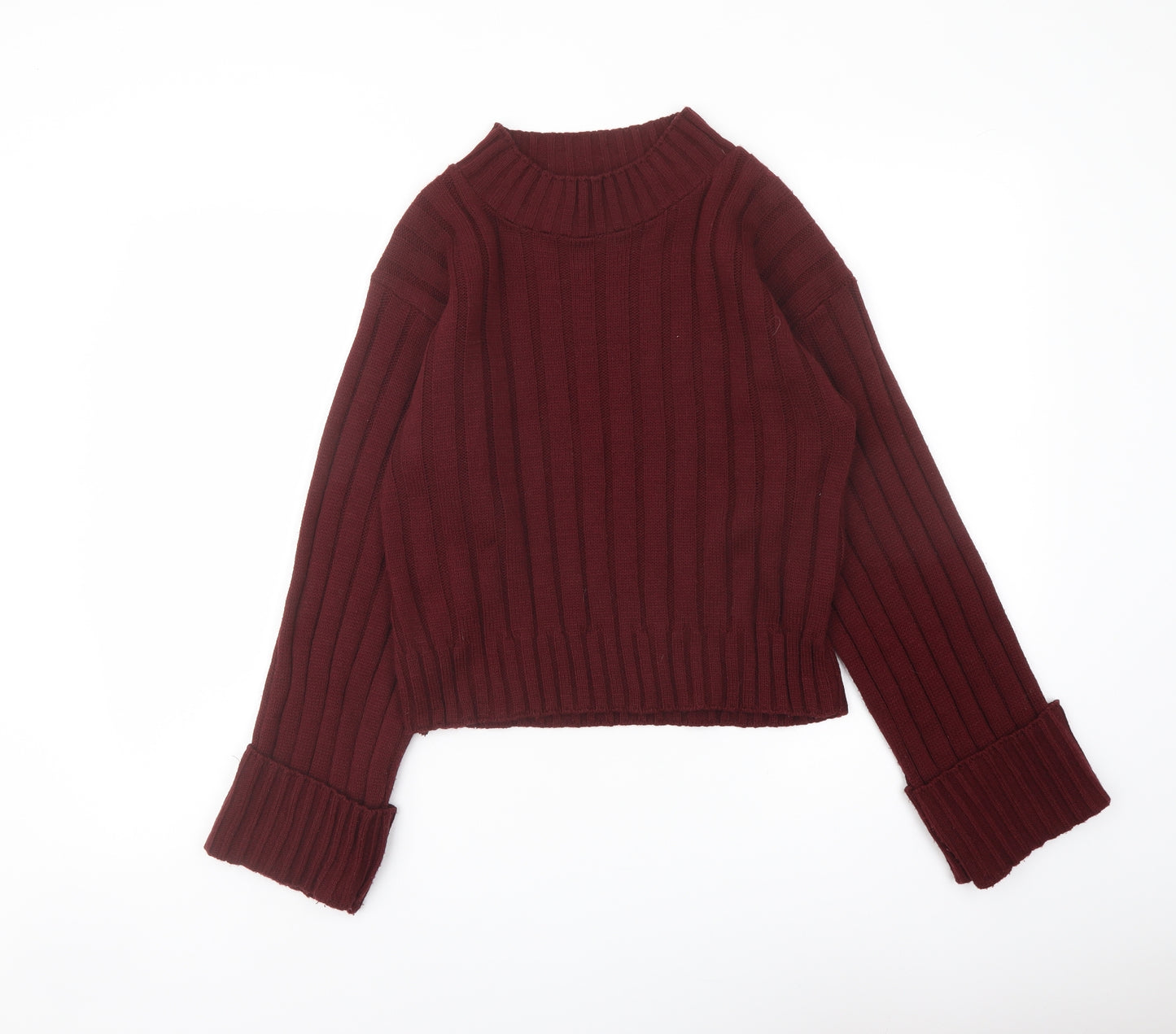 Boohoo Womens Red Roll Neck Acrylic Pullover Jumper Size S
