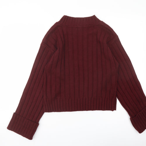 Boohoo Womens Red Roll Neck Acrylic Pullover Jumper Size S