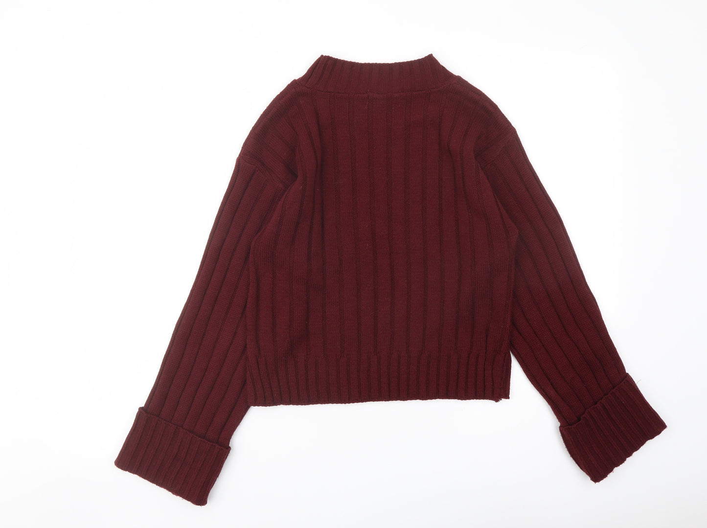 Boohoo Womens Red Roll Neck Acrylic Pullover Jumper Size S