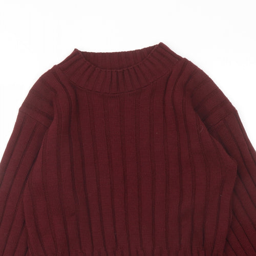 Boohoo Womens Red Roll Neck Acrylic Pullover Jumper Size S