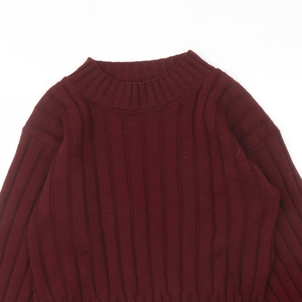 Boohoo Womens Red Roll Neck Acrylic Pullover Jumper Size S