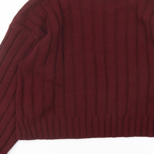 Boohoo Womens Red Roll Neck Acrylic Pullover Jumper Size S
