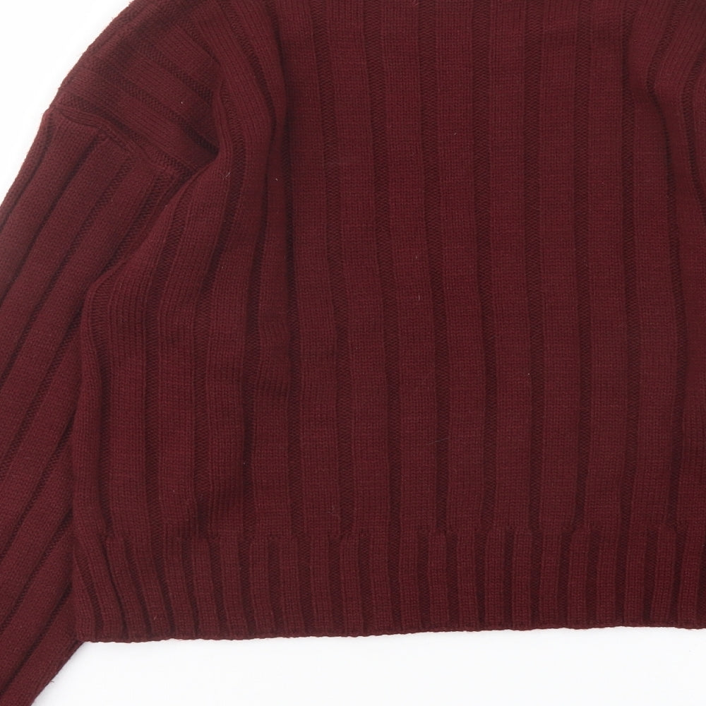 Boohoo Womens Red Roll Neck Acrylic Pullover Jumper Size S