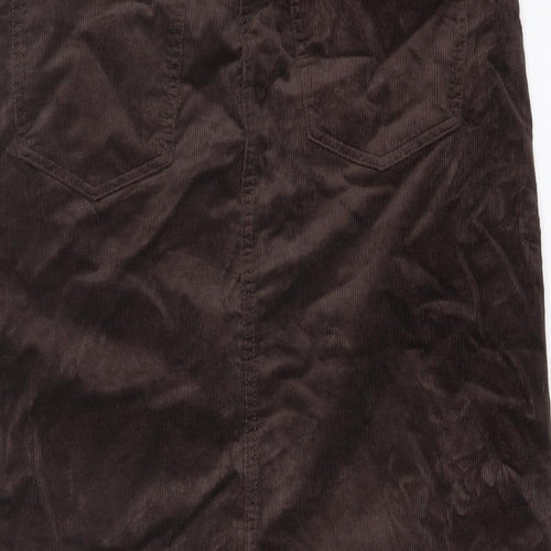 Marks and Spencer Womens Brown Cotton A-Line Skirt Size 12 Button