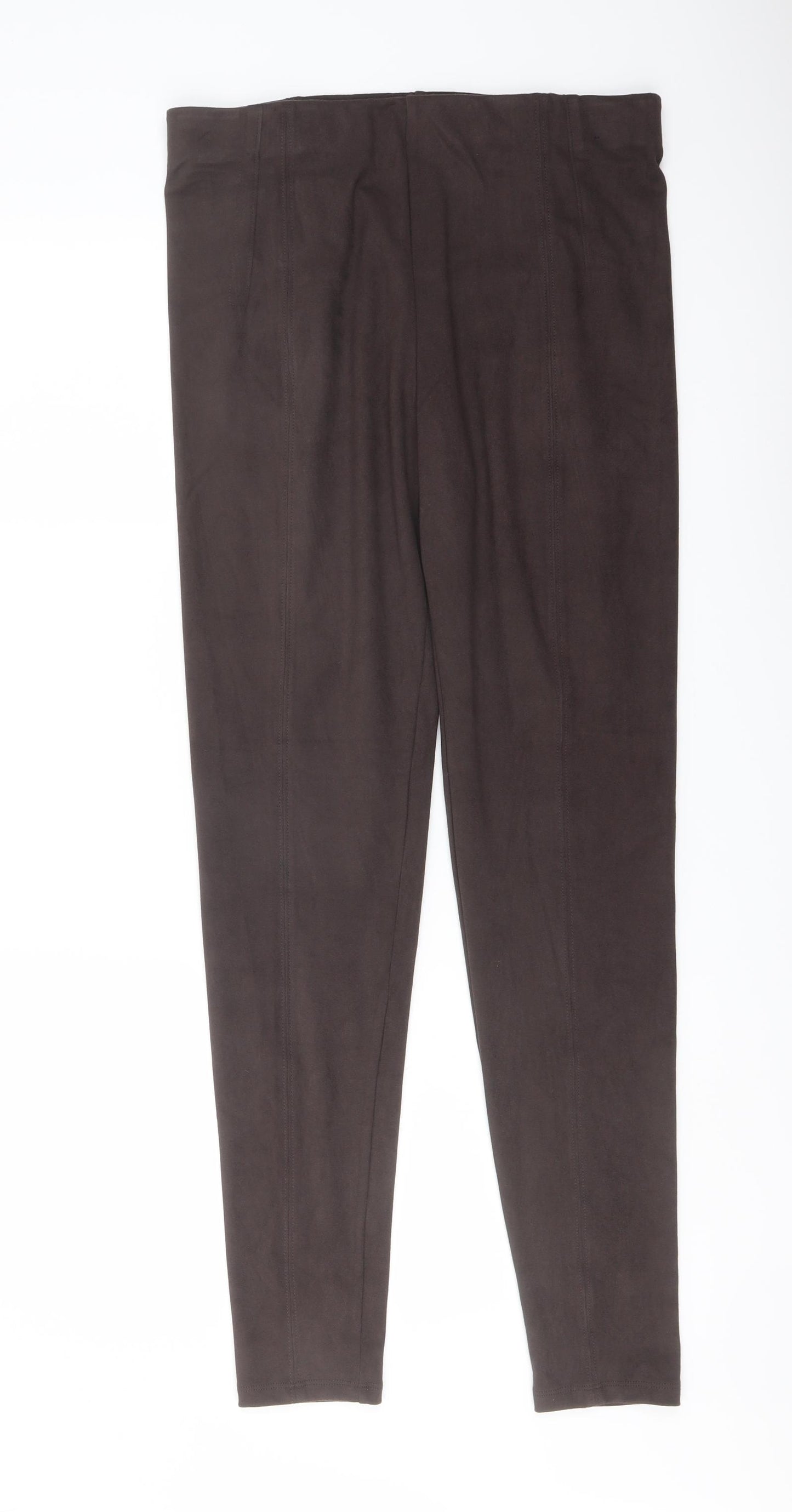 Marks and Spencer Womens Brown Polyester Trousers Size 12 L32 in Regular