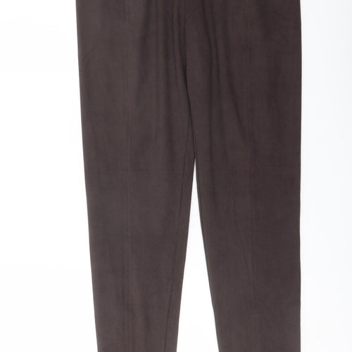 Marks and Spencer Womens Brown Polyester Trousers Size 12 L32 in Regular