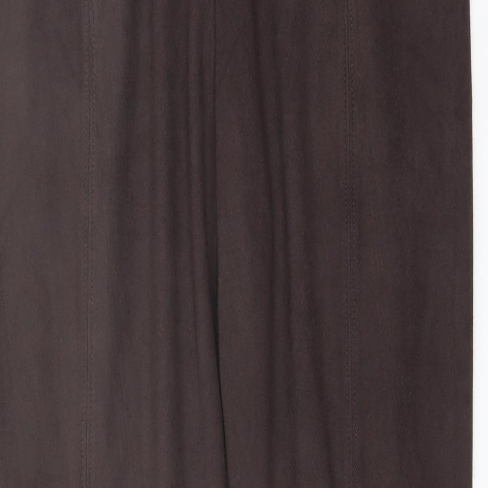 Marks and Spencer Womens Brown Polyester Trousers Size 12 L32 in Regular