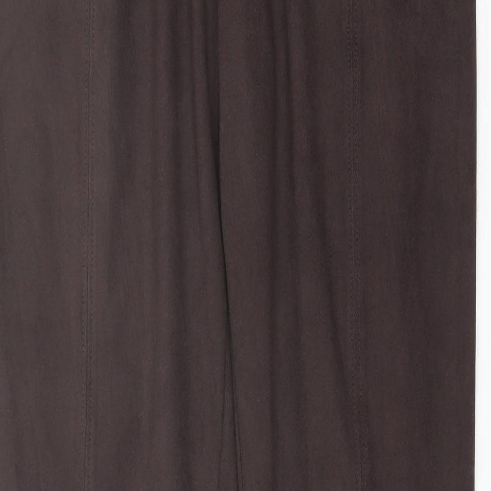 Marks and Spencer Womens Brown Polyester Trousers Size 12 L32 in Regular