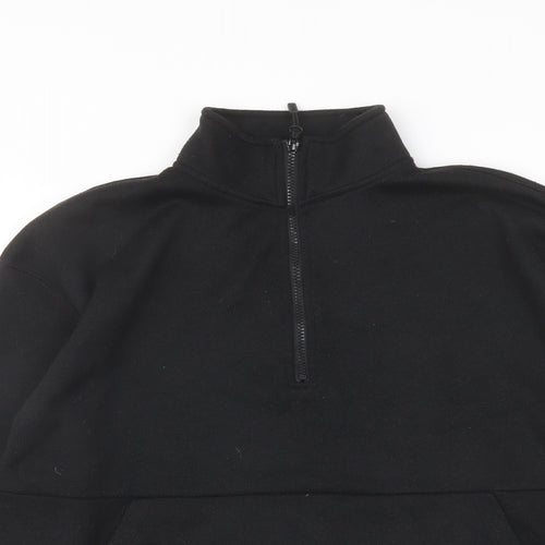 PINK Womens Black Polyester Pullover Sweatshirt Size S Zip