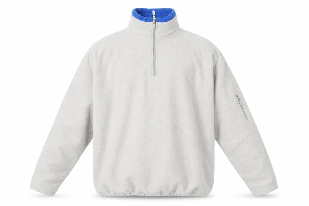 Front view of Conspiracy men’s beige polyester pullover sweatshirt, size XL