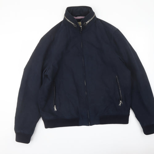 Marks and Spencer Mens Blue Bomber Jacket Jacket Size L Zip