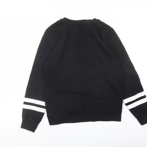 H&M Girls Black Cotton Pullover Sweatshirt Size 9-10 Years Pullover