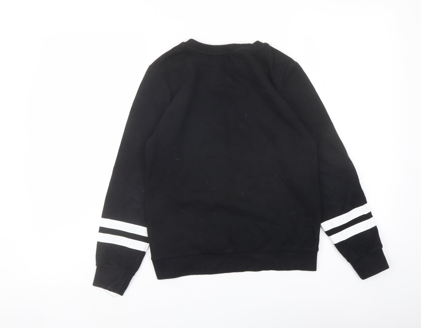 H&M Girls Black Cotton Pullover Sweatshirt Size 9-10 Years Pullover