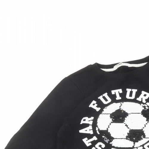 H&M Girls Black Cotton Pullover Sweatshirt Size 9-10 Years Pullover