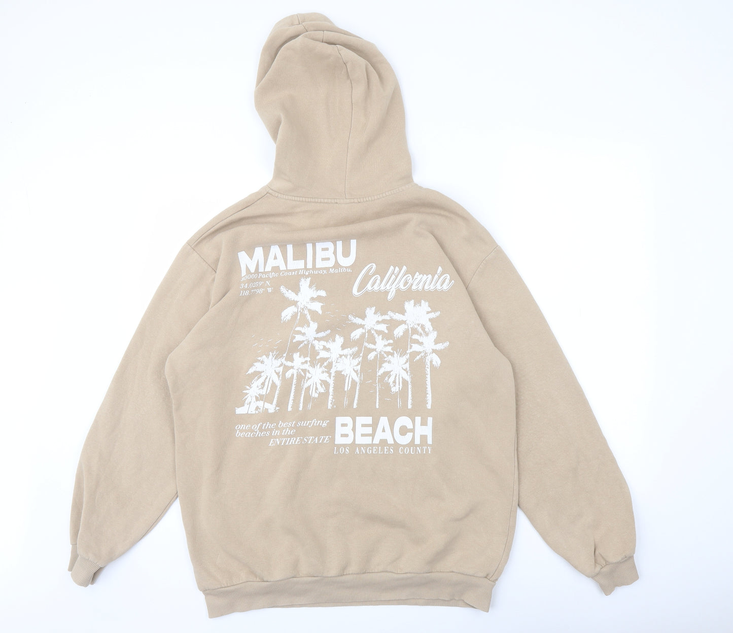 New Look Boys Beige Cotton Pullover Hoodie Size 14-15 Years Pullover - Malibu Beach