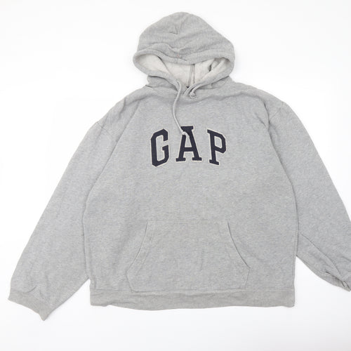 Gap Mens Grey Cotton Pullover Hoodie Size L - Logo